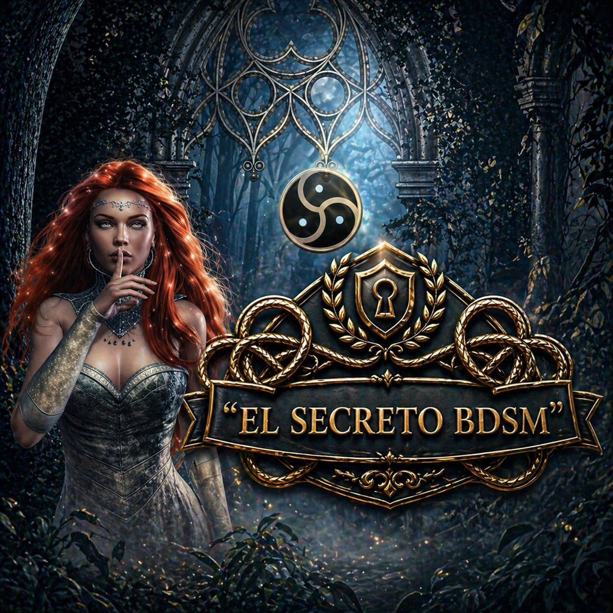 Imagen de El Secreto BDSM con estetica oscura, dorada y misteriosa